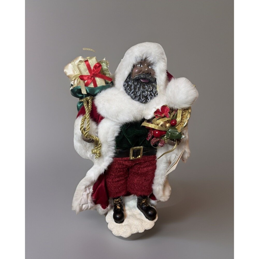 African American Black Santa 16 Inch Christmas Holiday Decor Winter NEW NWT